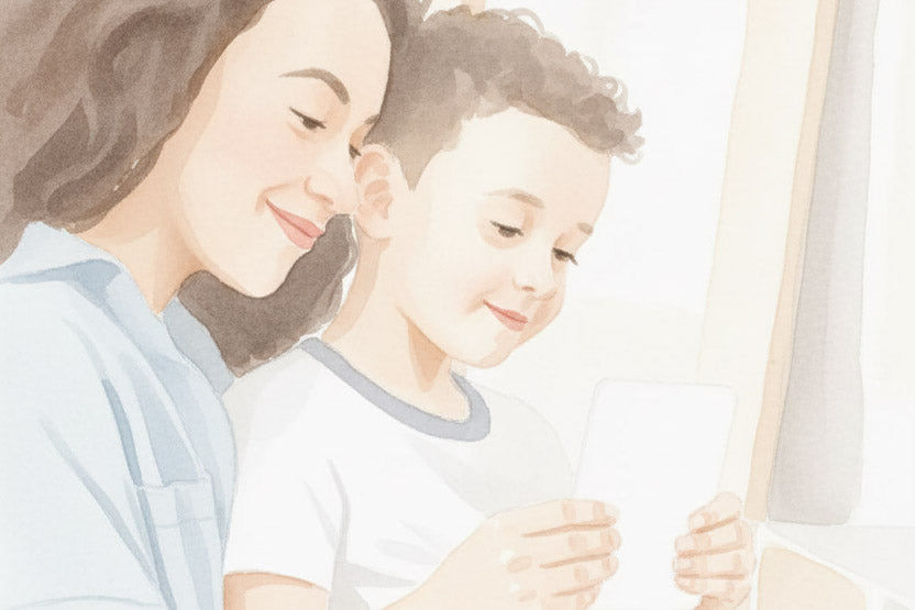 Child and mother using Little Affirmations for Kids cards to build confidence and positive self-talk