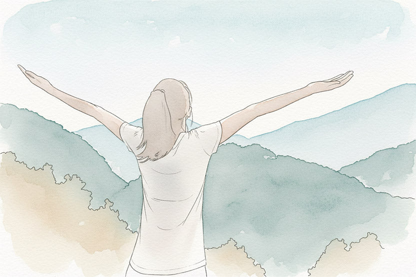 Woman practicing self-affirmations for mental health and well-being